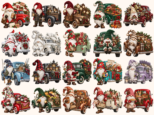 Christmas Truck Gnomes Clipart