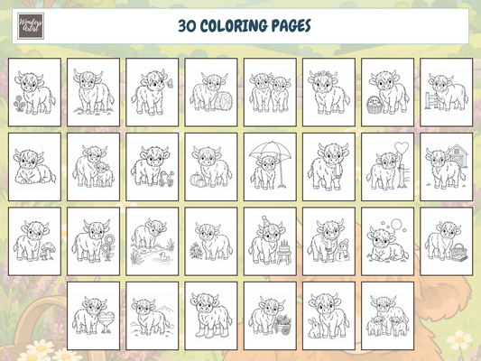 Highland Cows Coloring Book
