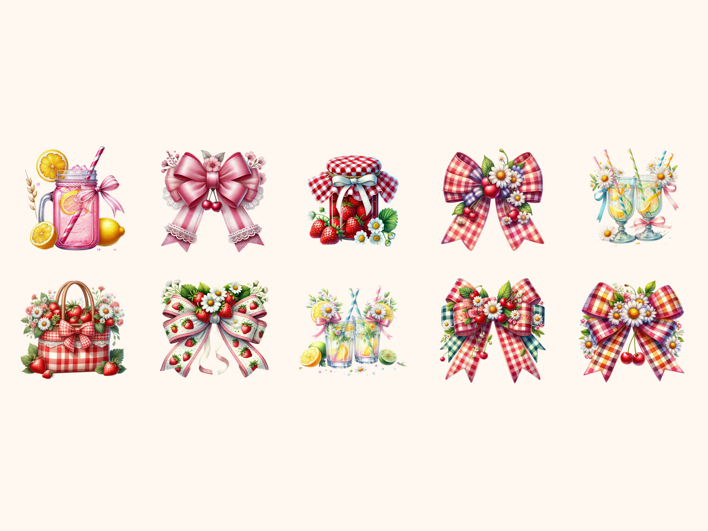 Summer Picnic Bows Clipart