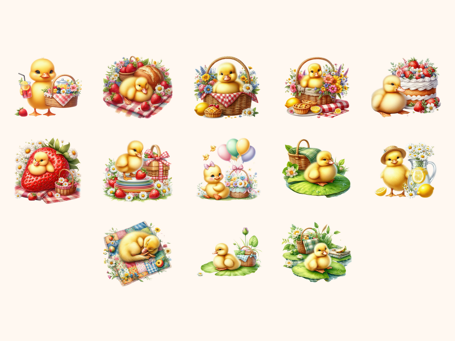 Duckling Pond Picnic Clipart