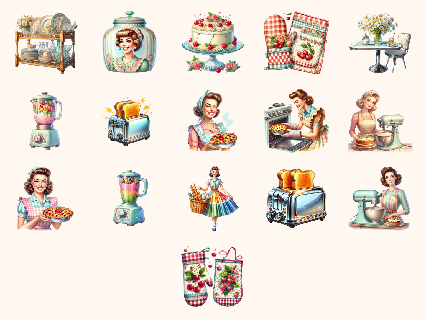 Retro 50s Kitchen Clipart