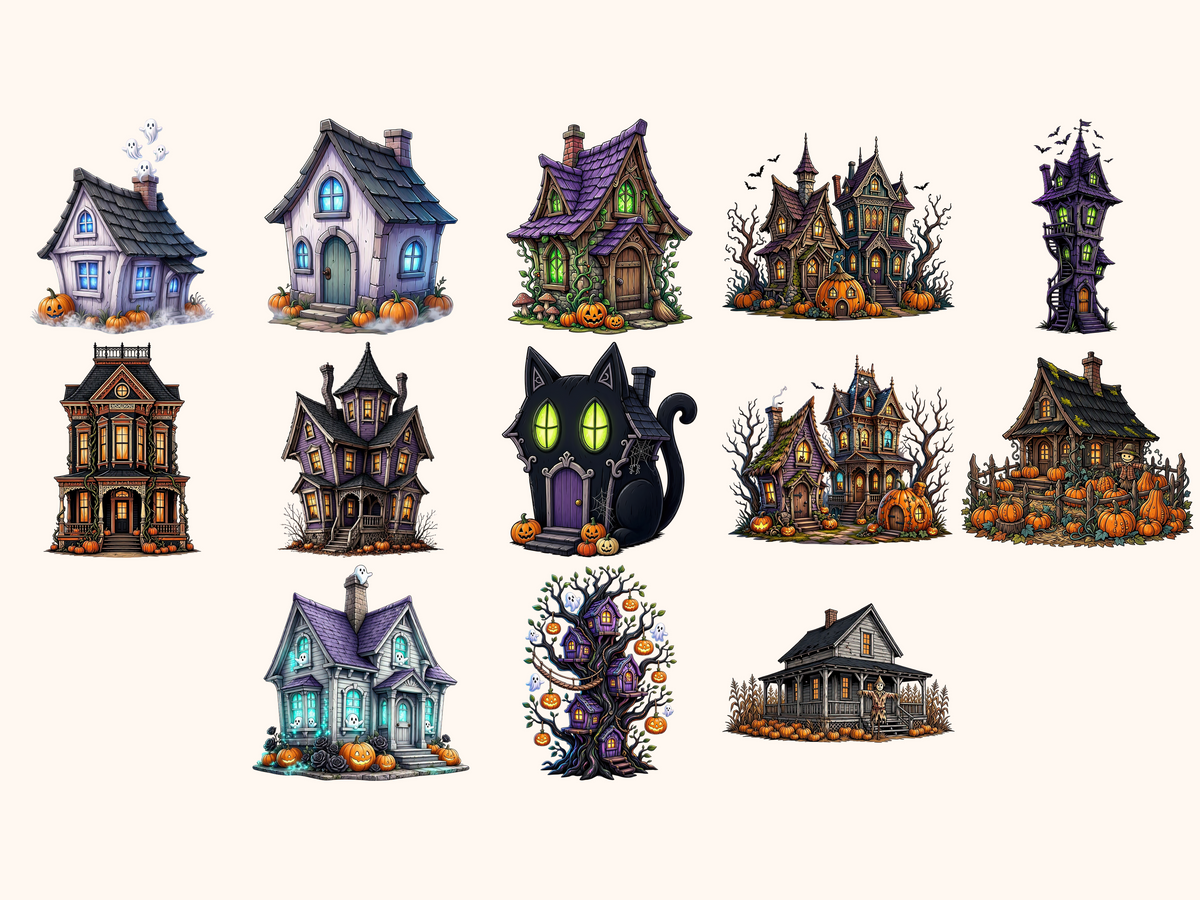 Halloween Houses Clipart