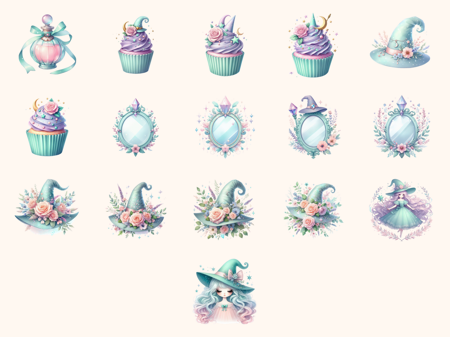 Pastel Witches Clipart