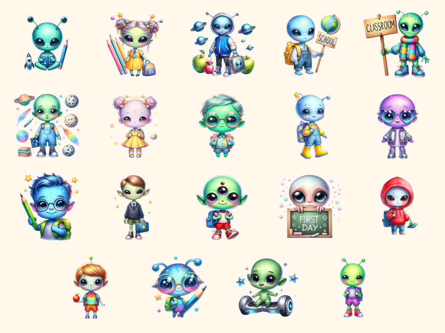 Alien Kids Clipart
