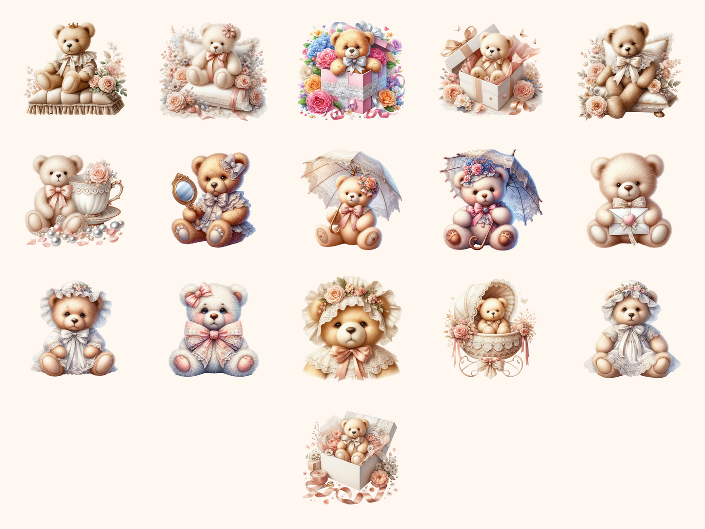 Lace Teddy Bears Clipart