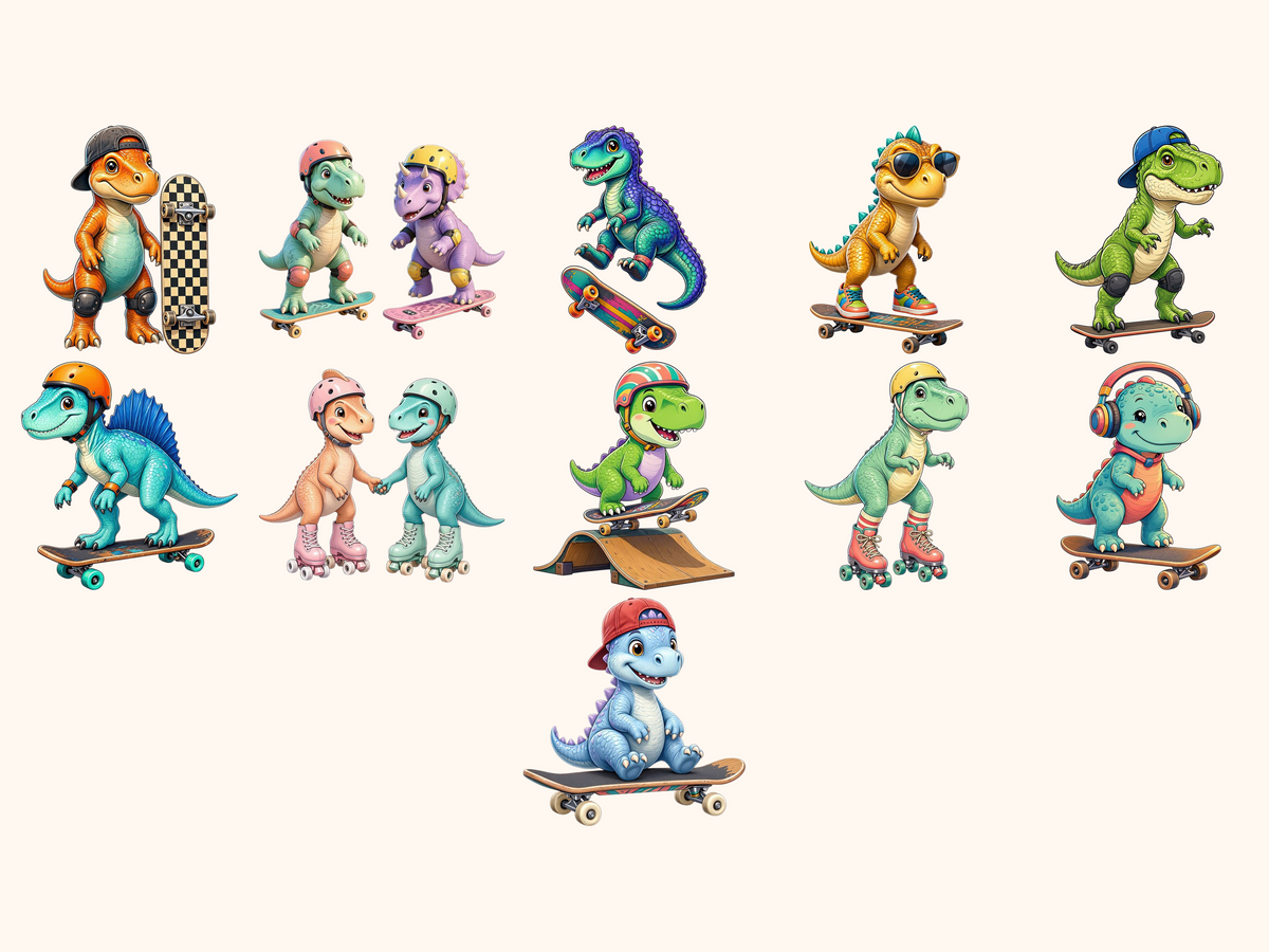 Dino Skaters Clipart