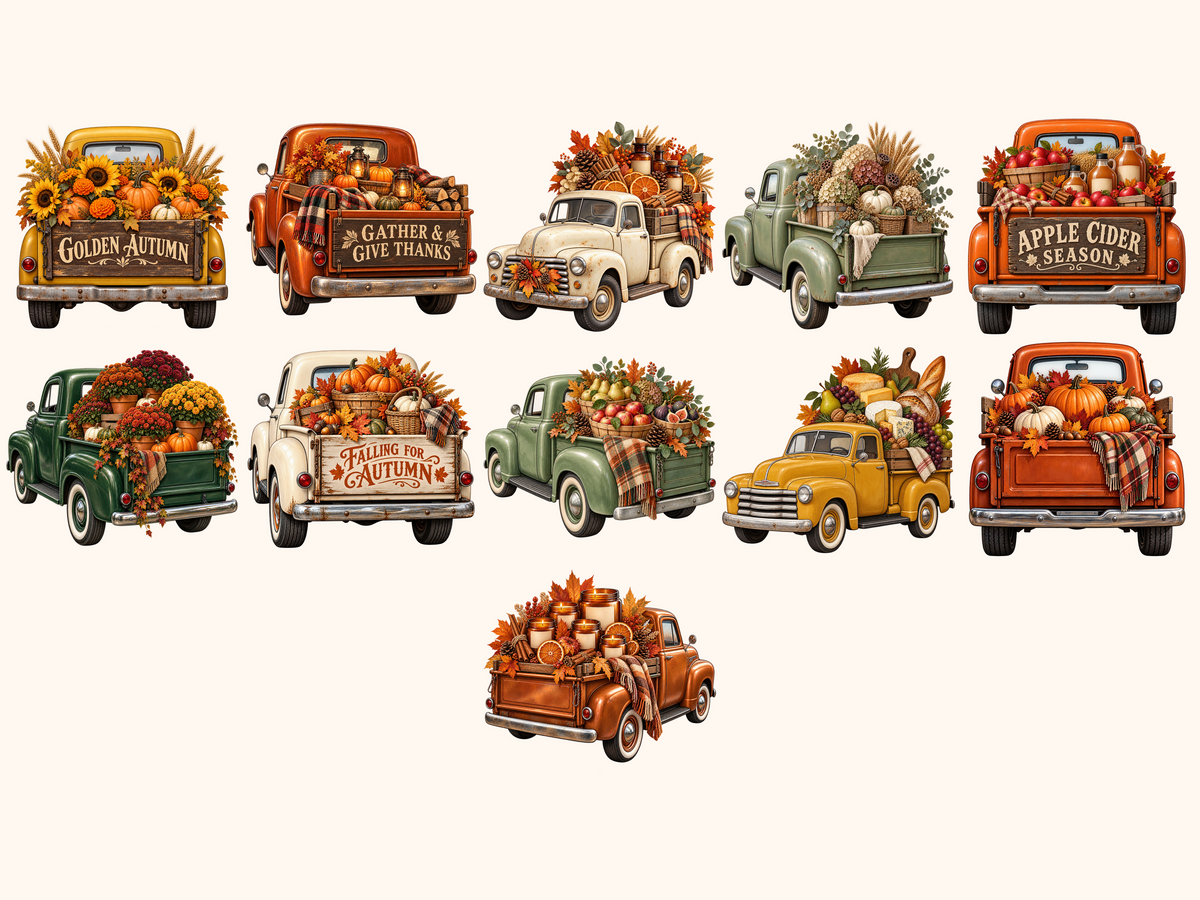 Autumn Trucks Clipart
