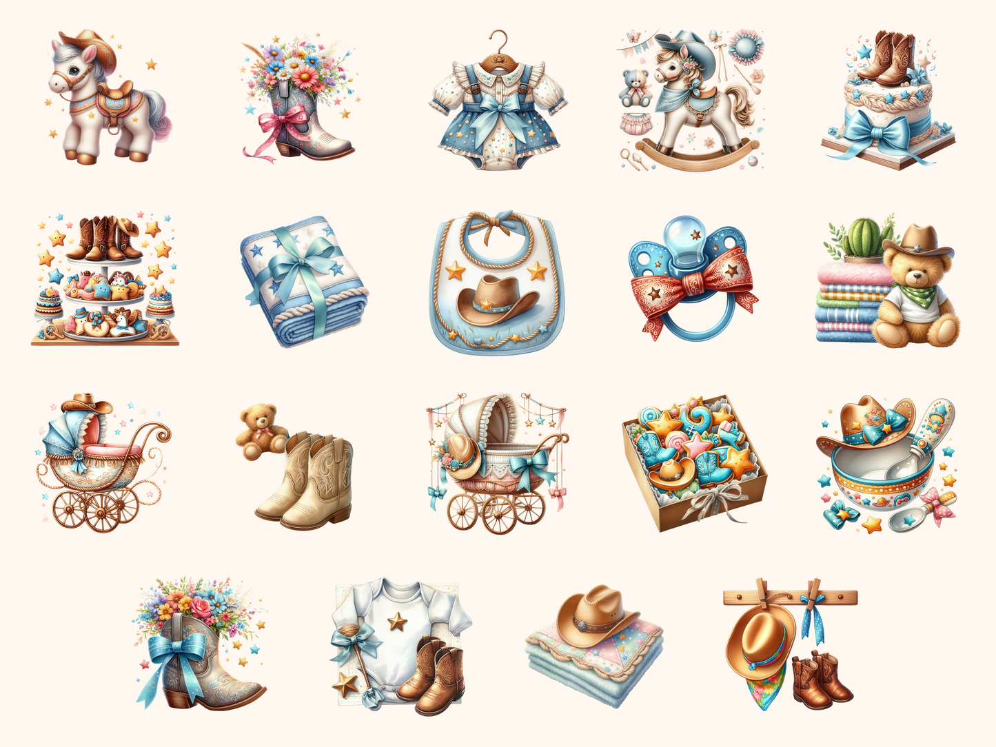 Cowboy Baby Shower Clipart