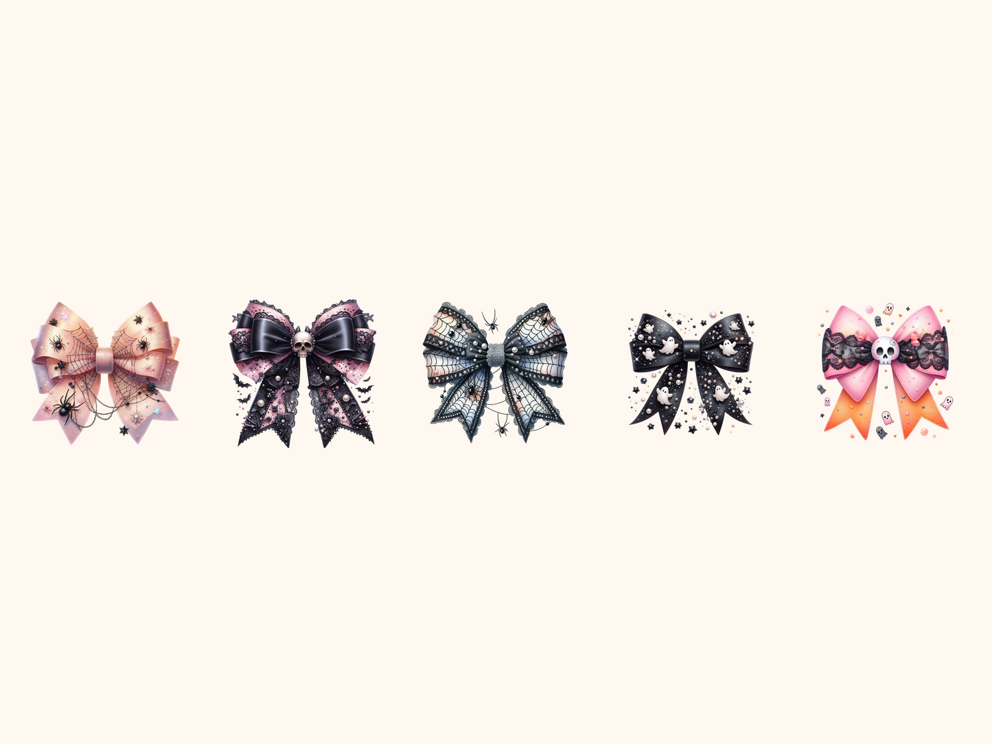 Coquette Halloween Bows Clipart