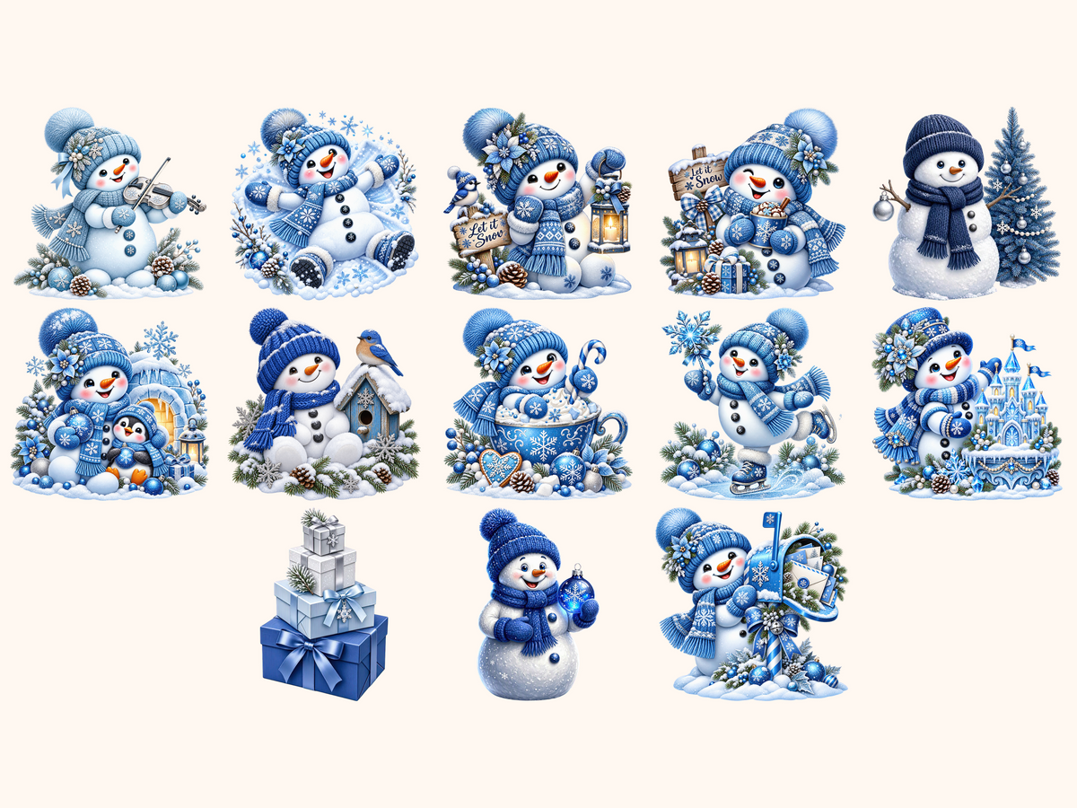 Blue Snowman Clipart