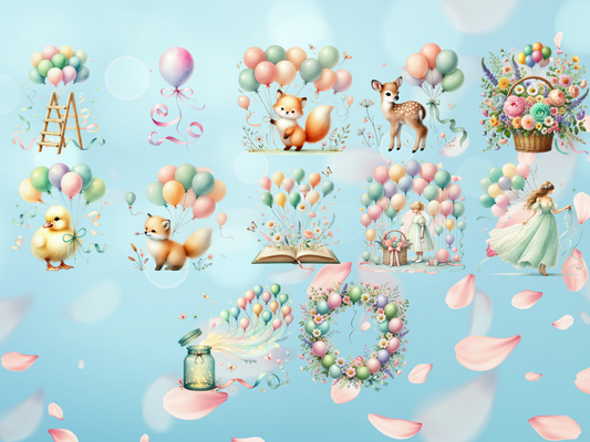 Spring Breeze & Balloons Clipart (LIMITED EDITION)