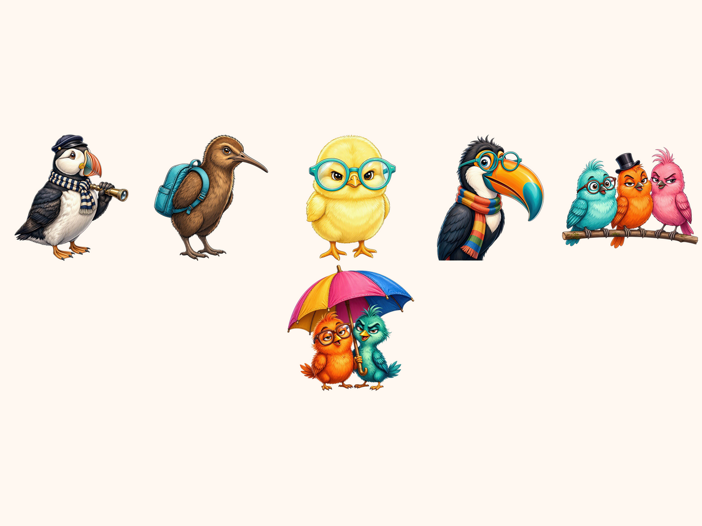 Quirky Birds Clipart