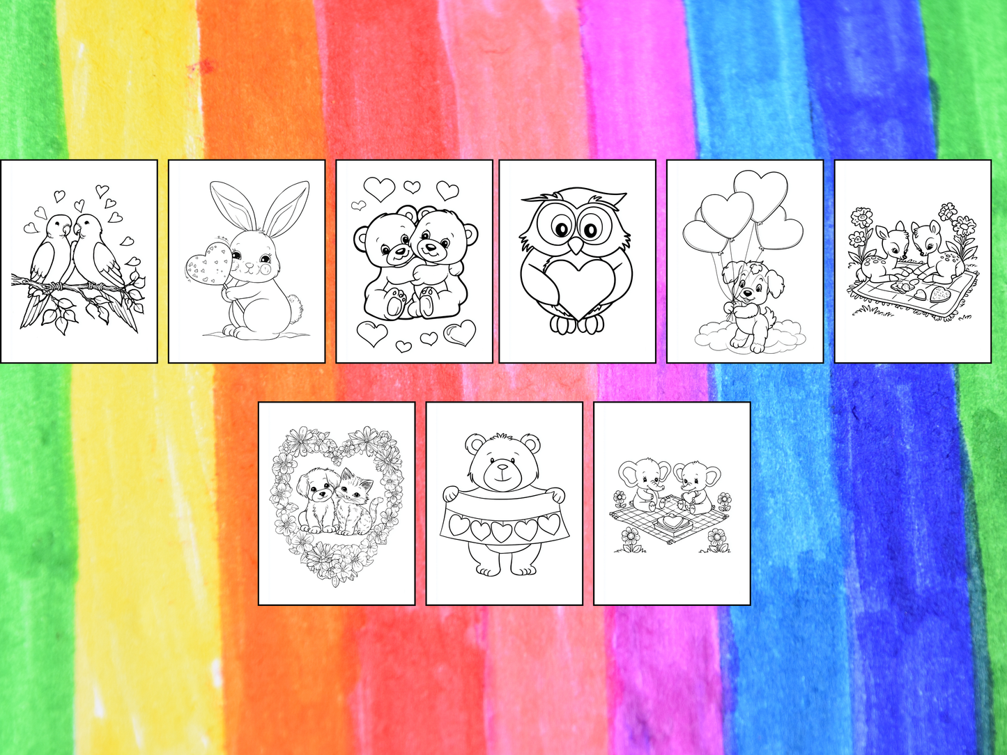 Valentine Animals coloring pages