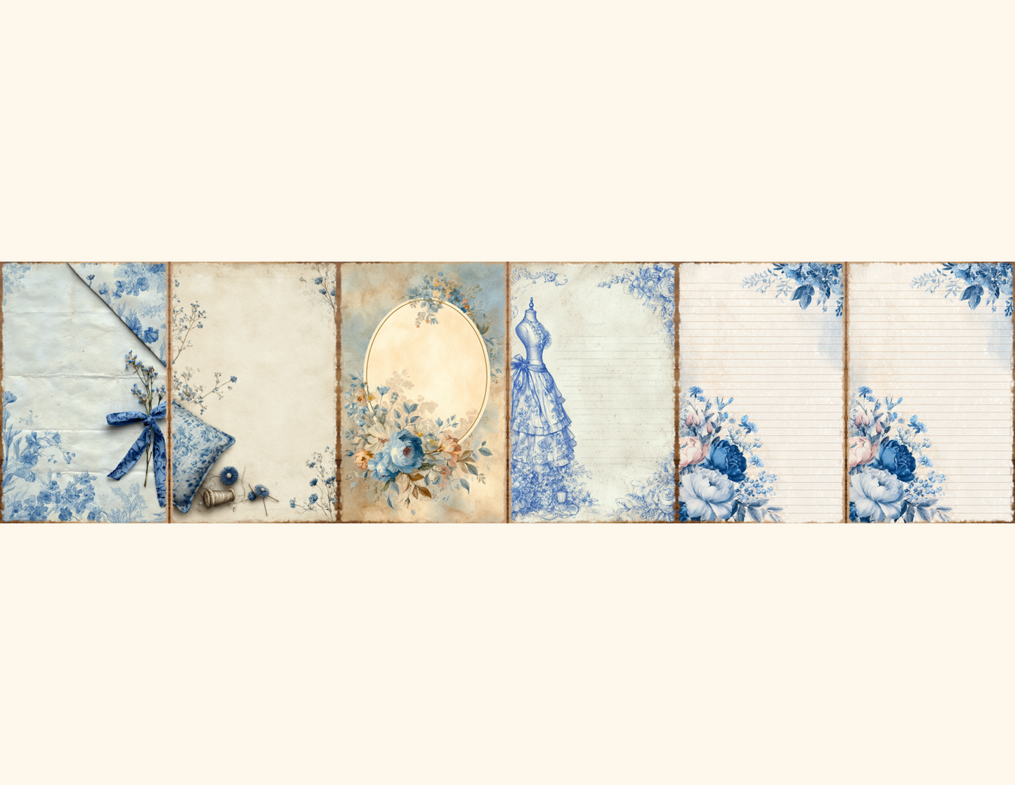 Blue Toile Journal Pages