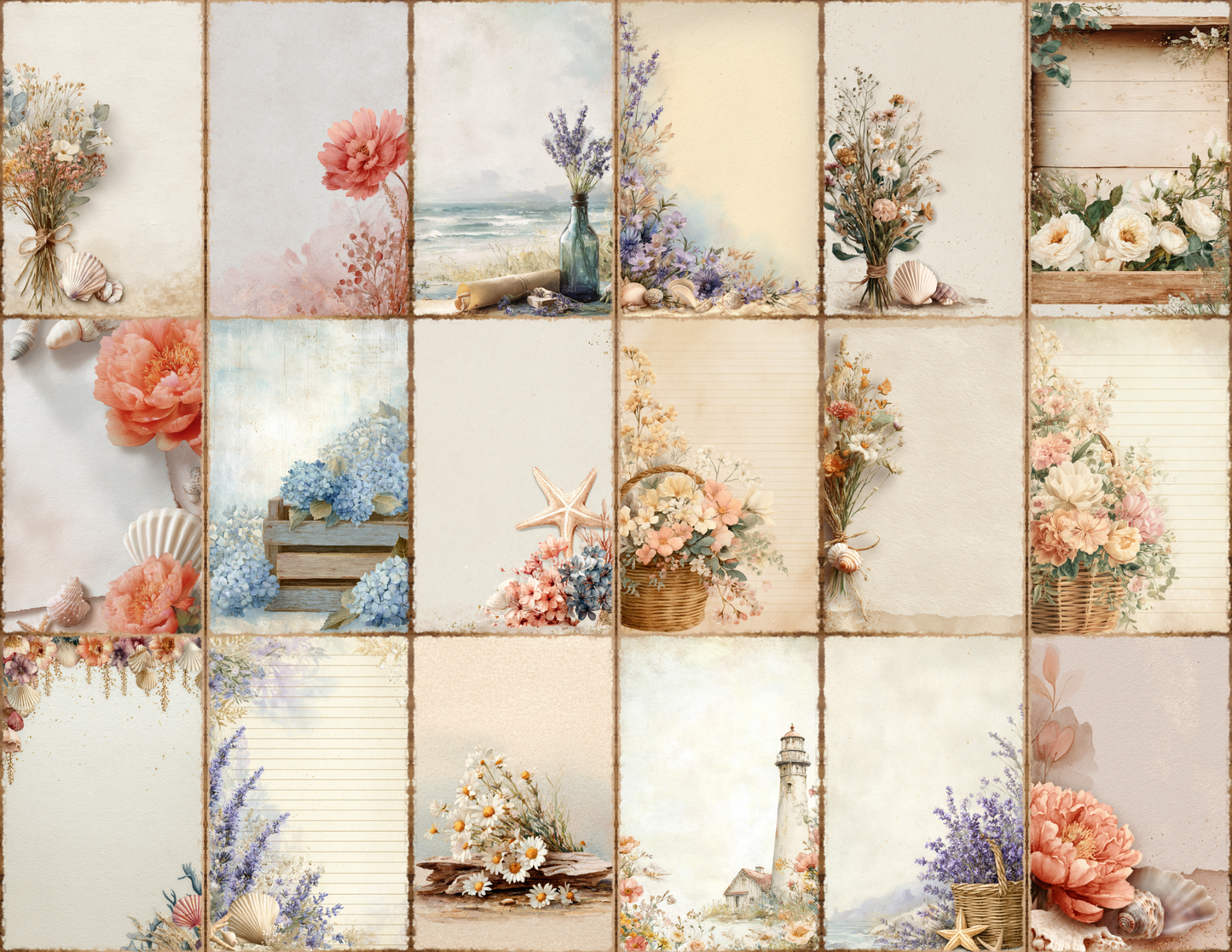 Seaside Florals Journal Pages