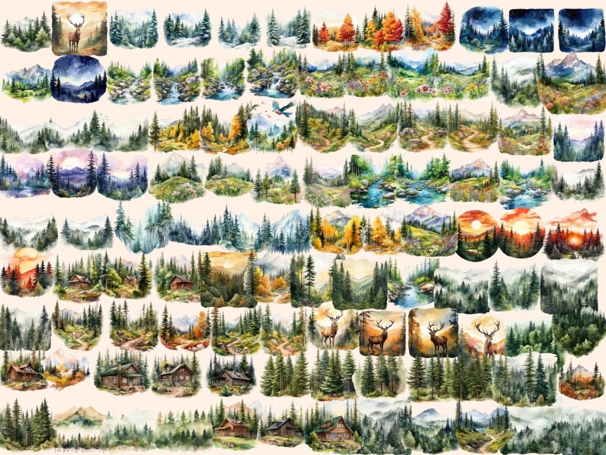 Alpine Forests Watercolor Clipart alpine animals png - Wonders Artist
