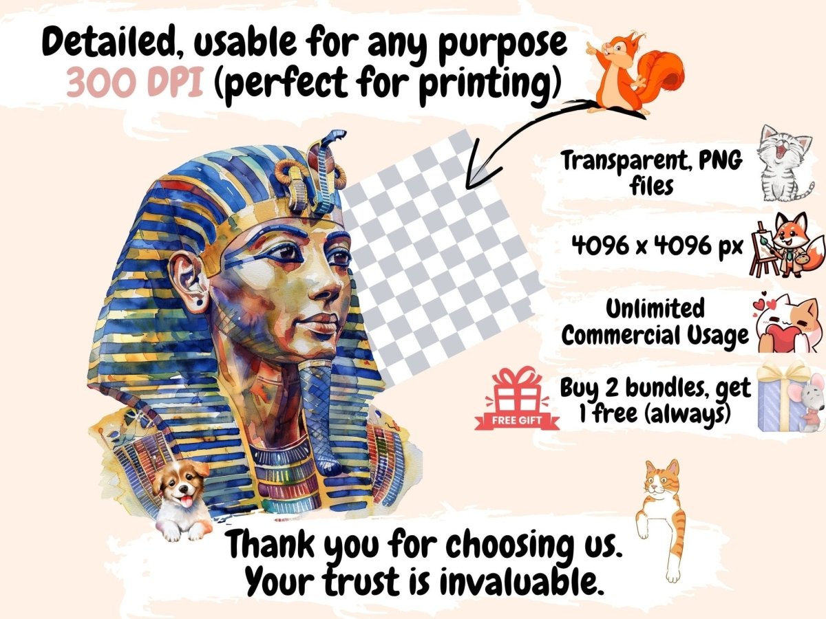 Ancient Egypt Watercolor Clipart ancient artifacts - Wonders Artist