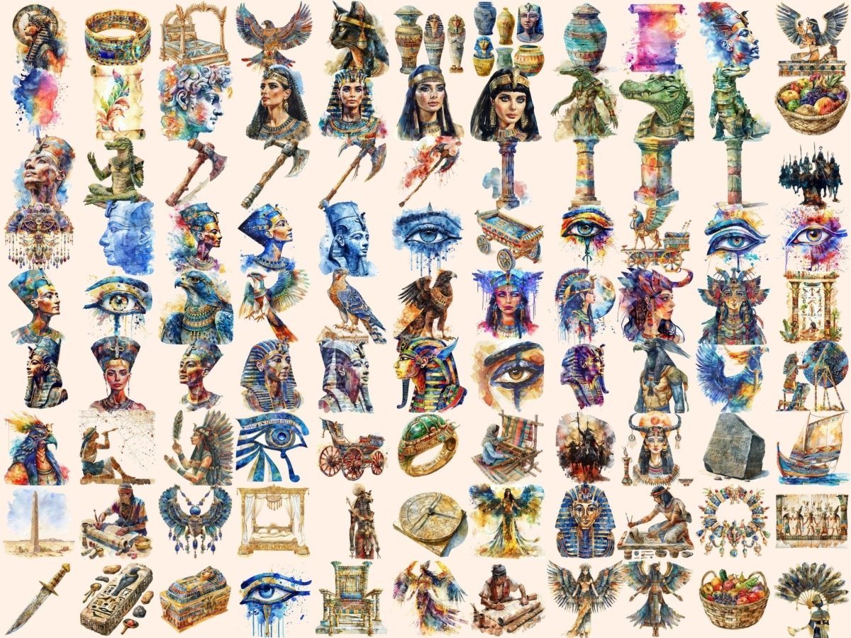 Ancient Egypt Watercolor Clipart ancient artifacts - Wonders Artist