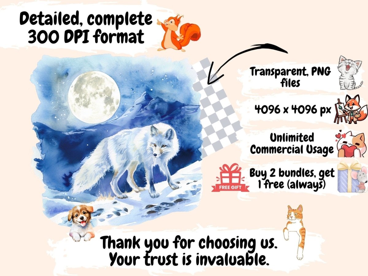 Arctic Animals Watercolor Clipart arctic animals png - Wonders Artist