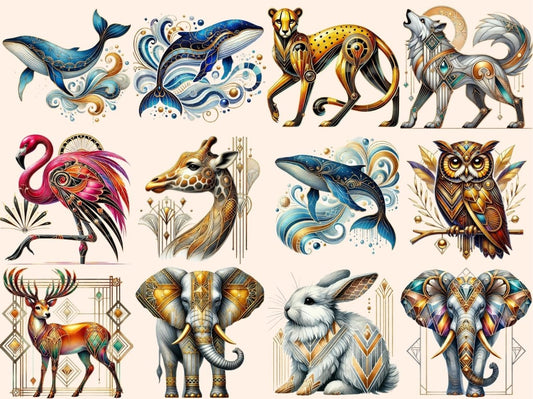 Art Deco Animals Clipart