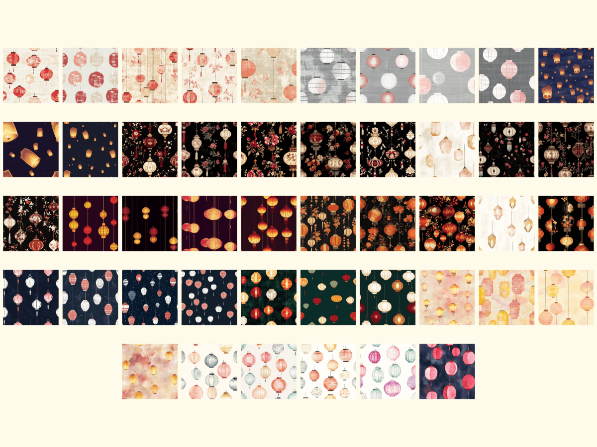 Asian Lanterns Digital Paper All Bundles Backgrounds Digital Paper - WondersArtist