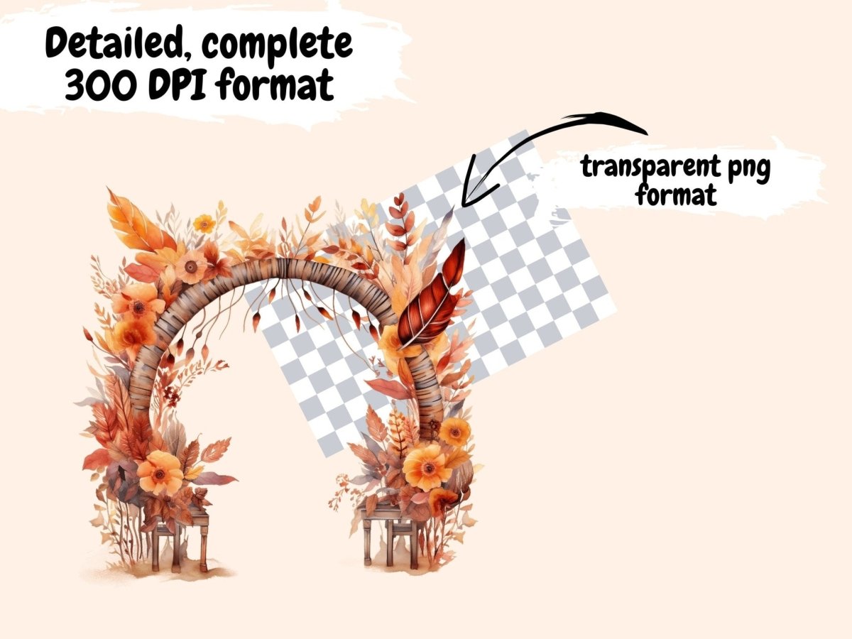 Autumn Arches Watercolor Clipart autumn arch clipart - Wonders Artist