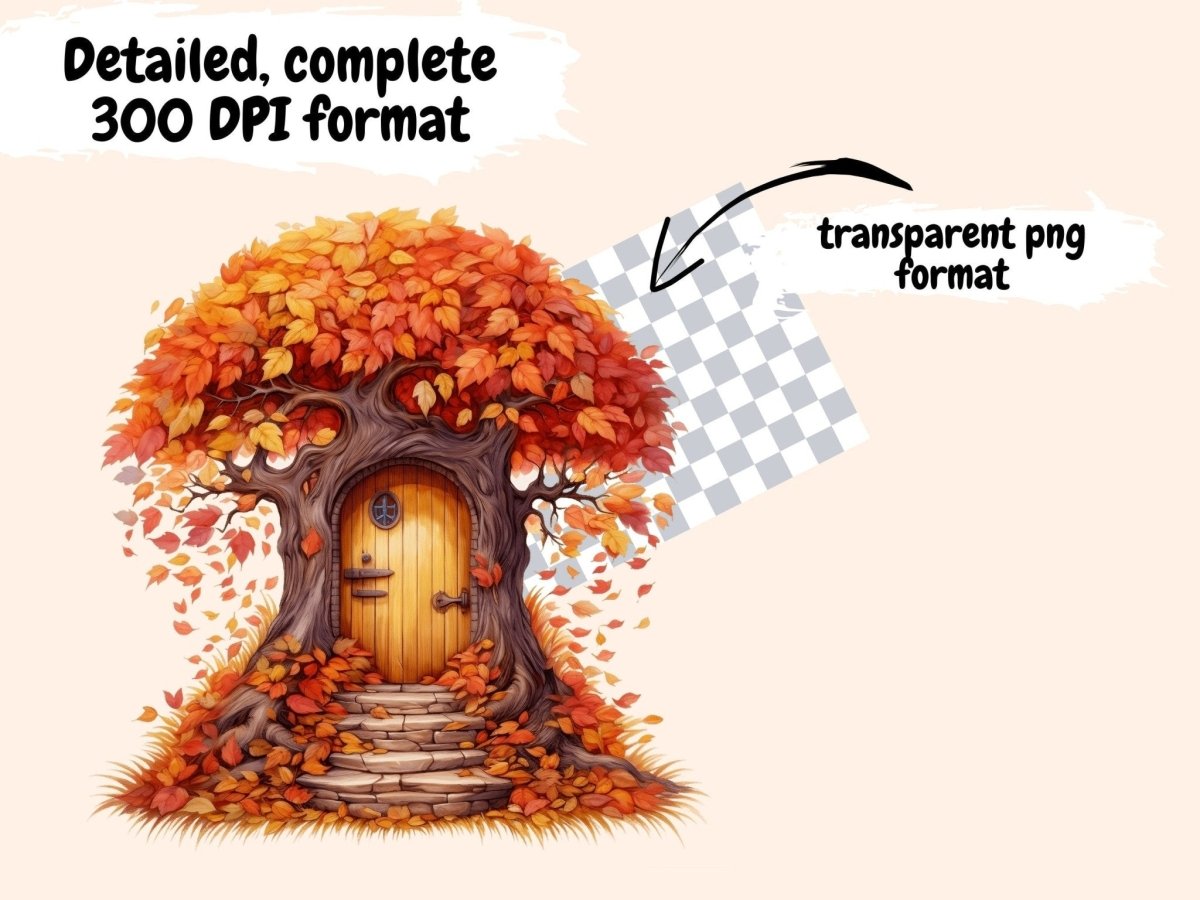 Autumn Fairy Doors Watercolor Clipart autumn clipart - Wonders Artist