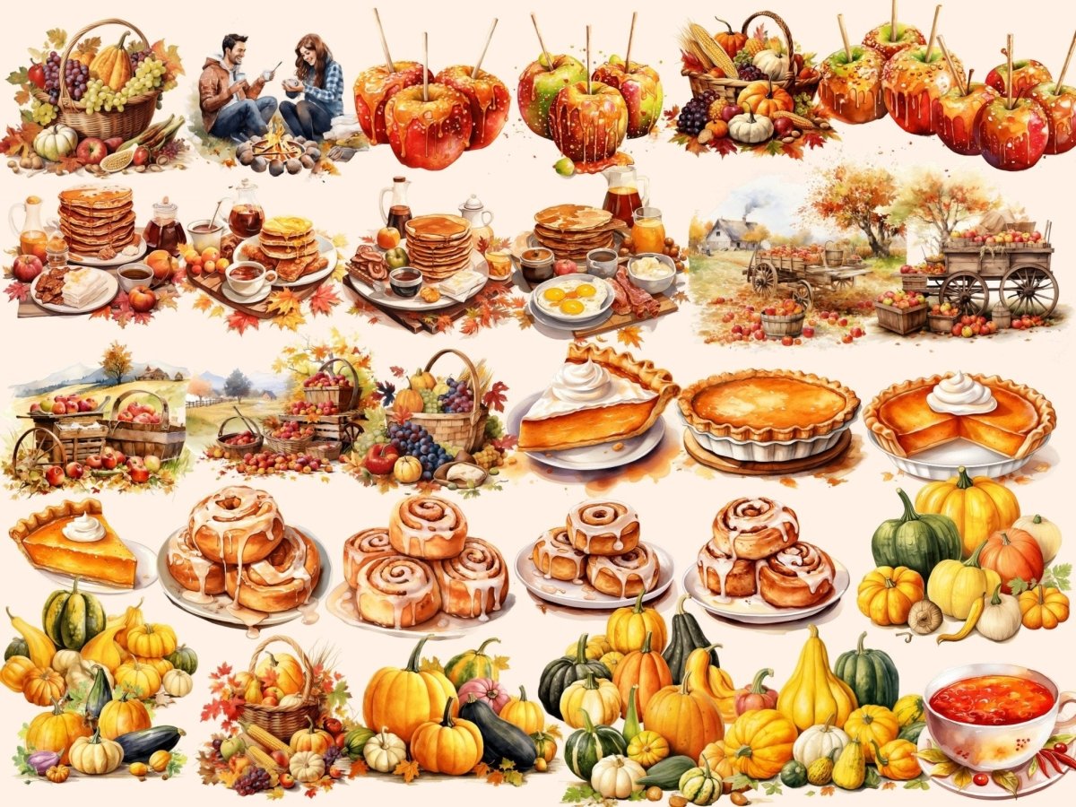 Autumn Food Watercolor Clipart autumn cuisine png - Wonders Artist