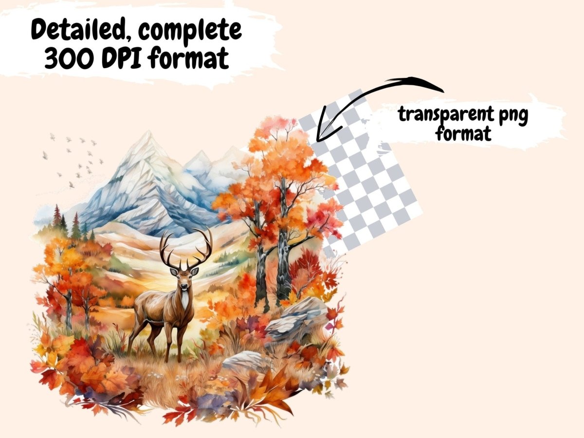 Autumn Mountains Watercolor Clipart autumn clipart - Wonders Artist