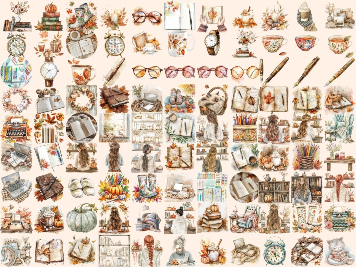 Autumn Planners Watercolor Clipart Autumn Clipart - Wonders Artist