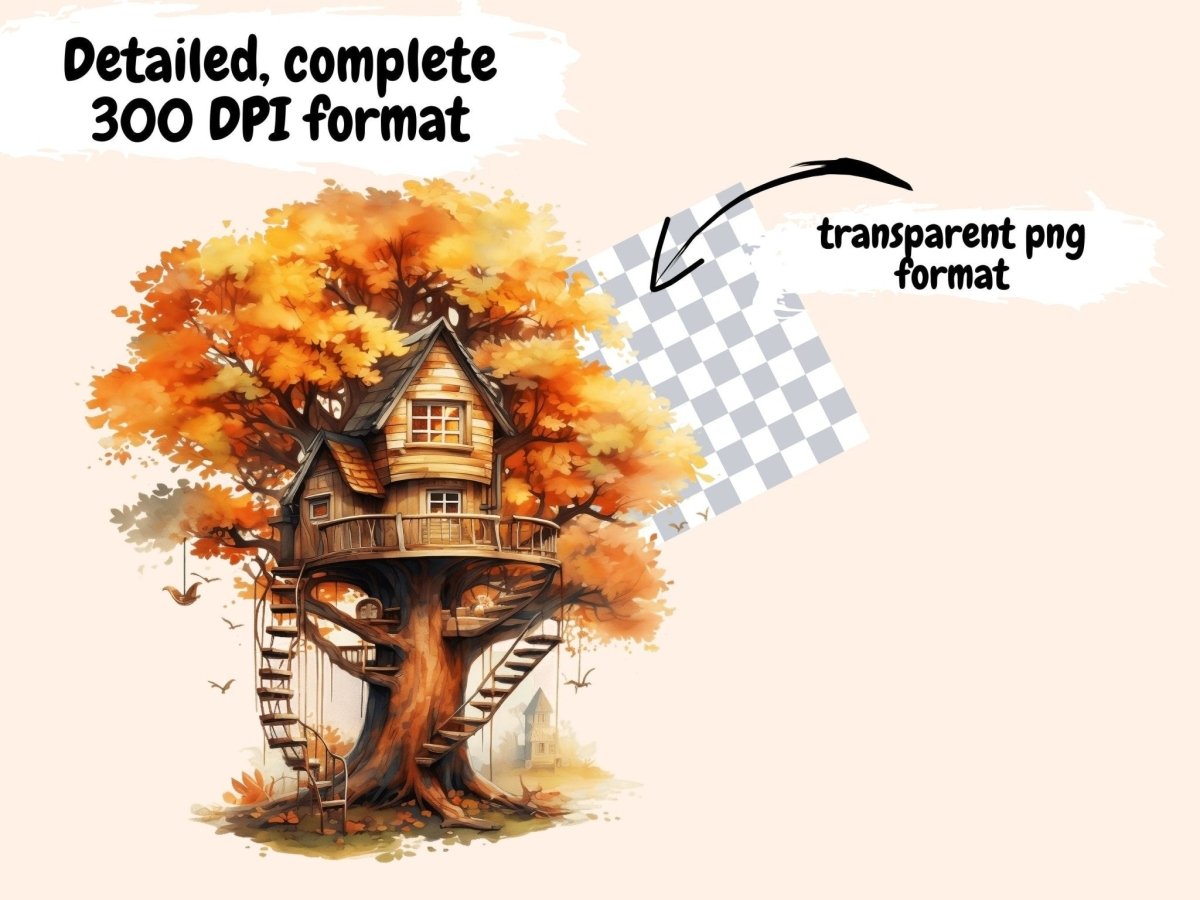 Autumn Trees Watercolor Clipart - High - Quality Instant Digital Download for Creative Projects