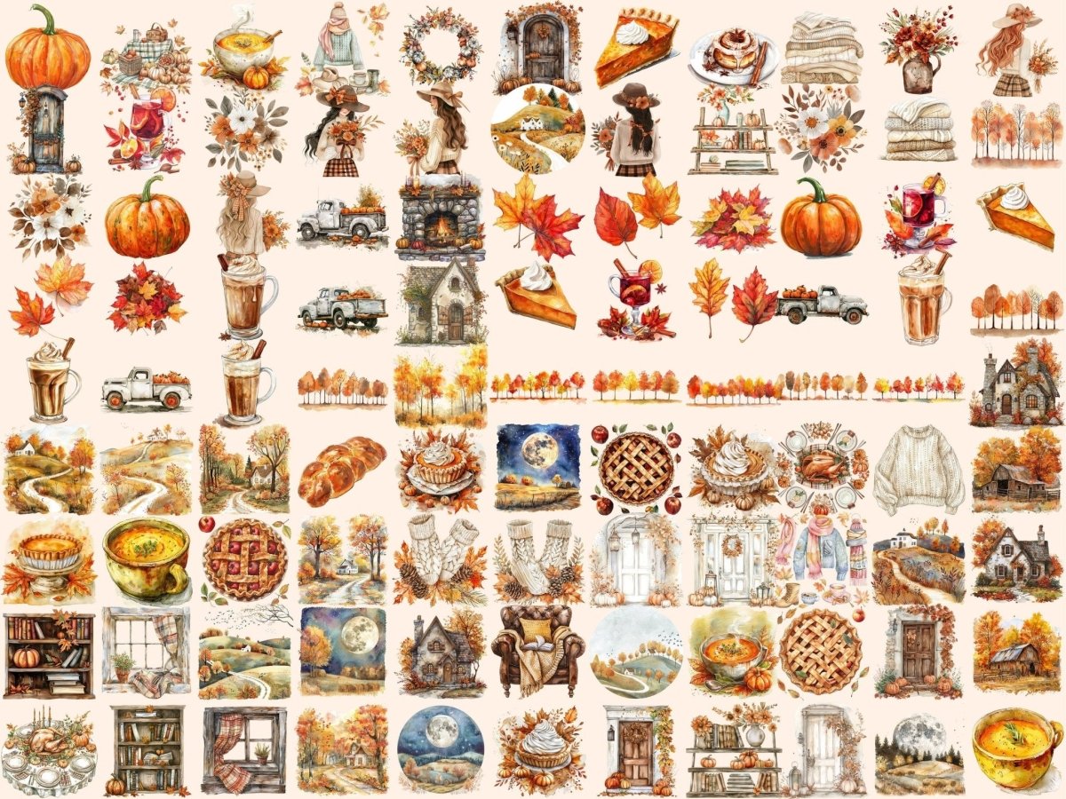 Autumn Whispers Watercolor Clipart Autumn Art - Wonders Artist