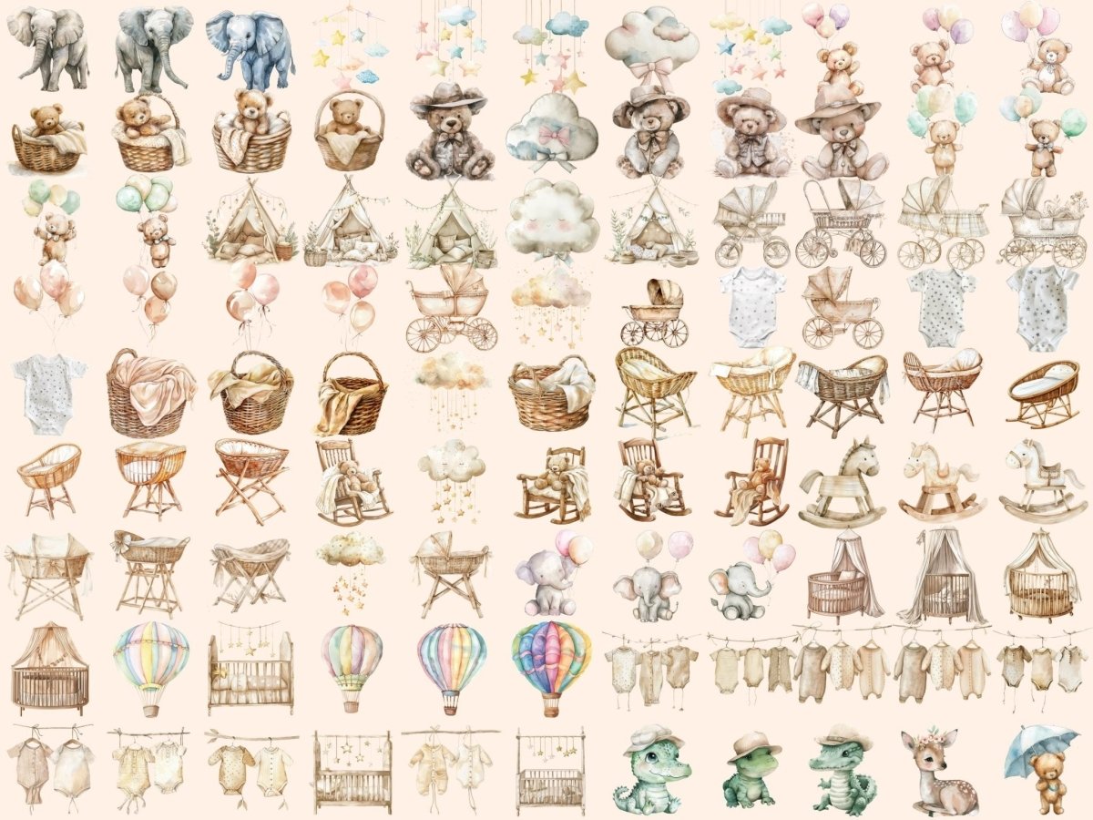 Baby Animals Watercolor Clipart Adorable Animals - Wonders Artist
