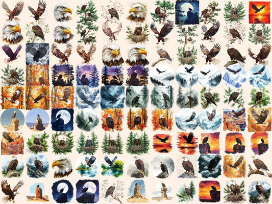 Clipart di Aquile Calve ad Acquerello