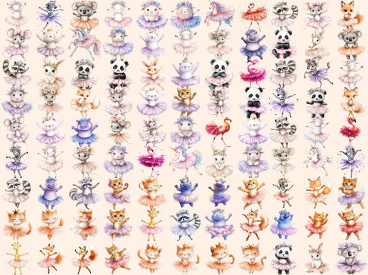 Clipart di Animali Ballerini Acquerello