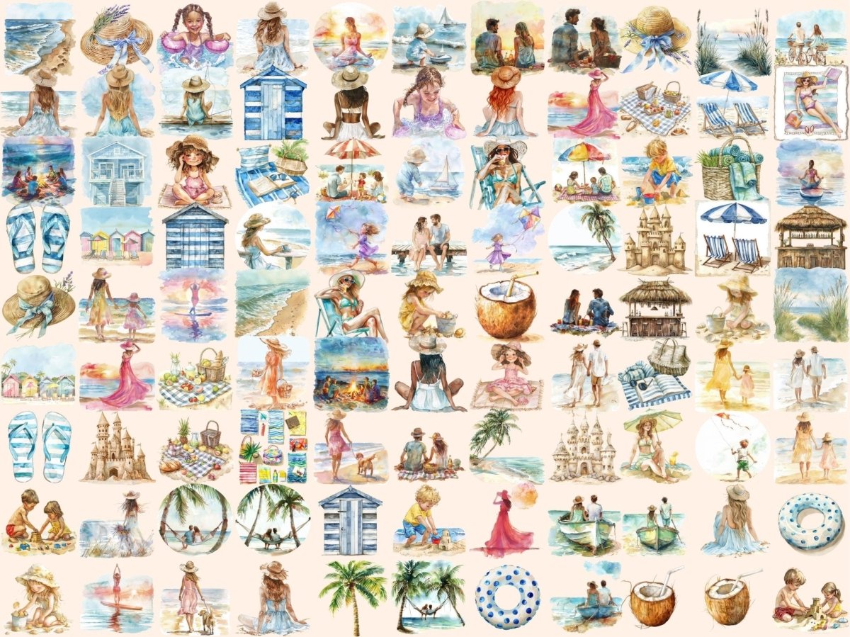 Beach Day Watercolor Clipart Beach Clipart - Wonders Artist