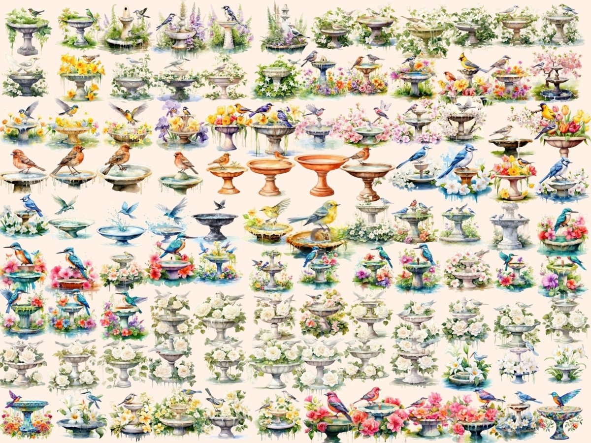 Bird Baths Watercolor Clipart bird bath clipart - Wonders Artist