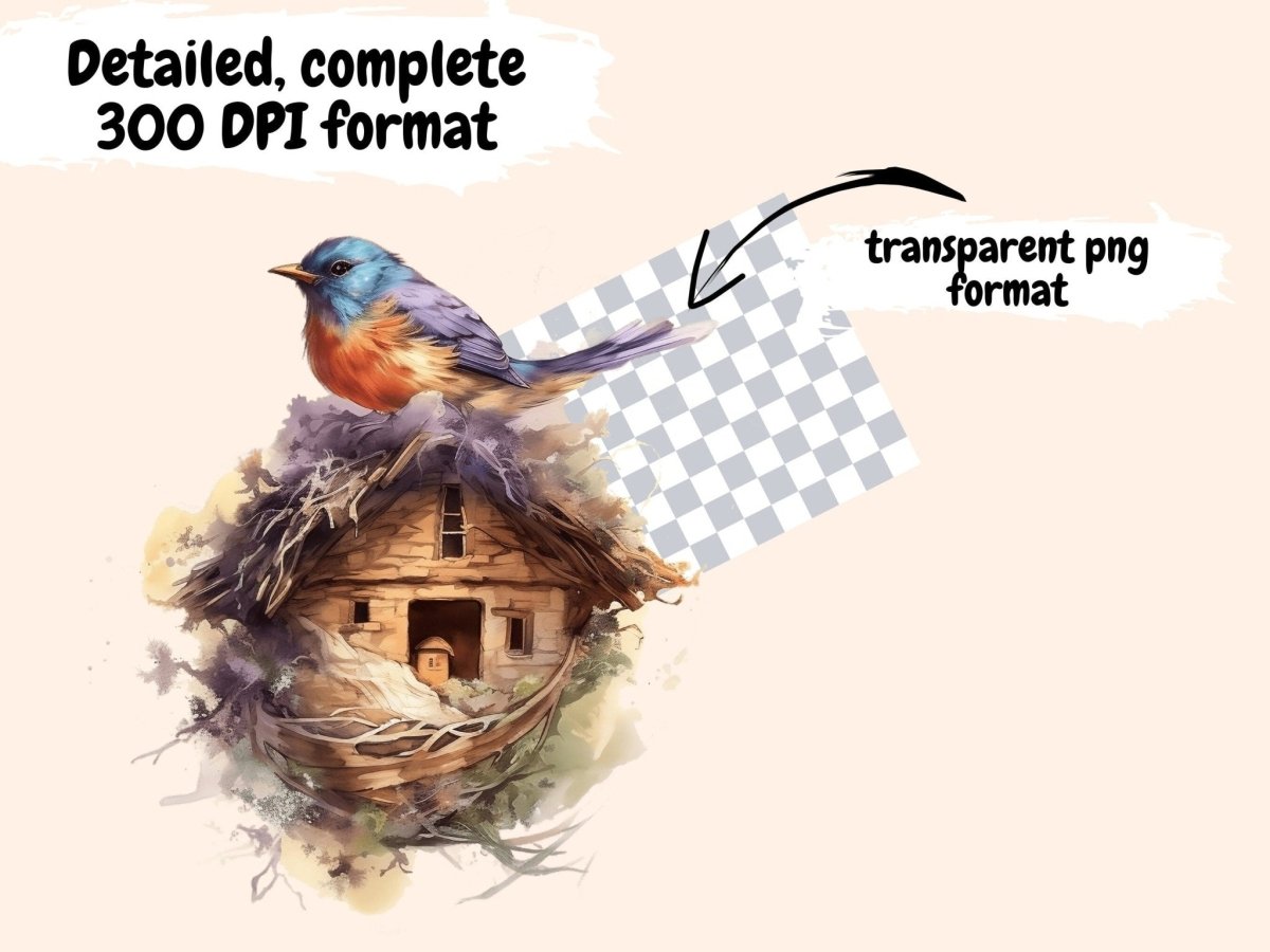 Bird Nests Watercolor Clipart bird clipart - Wonders Artist