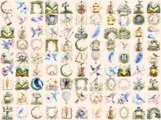 Birdsong Serenade Clipart Acquerello