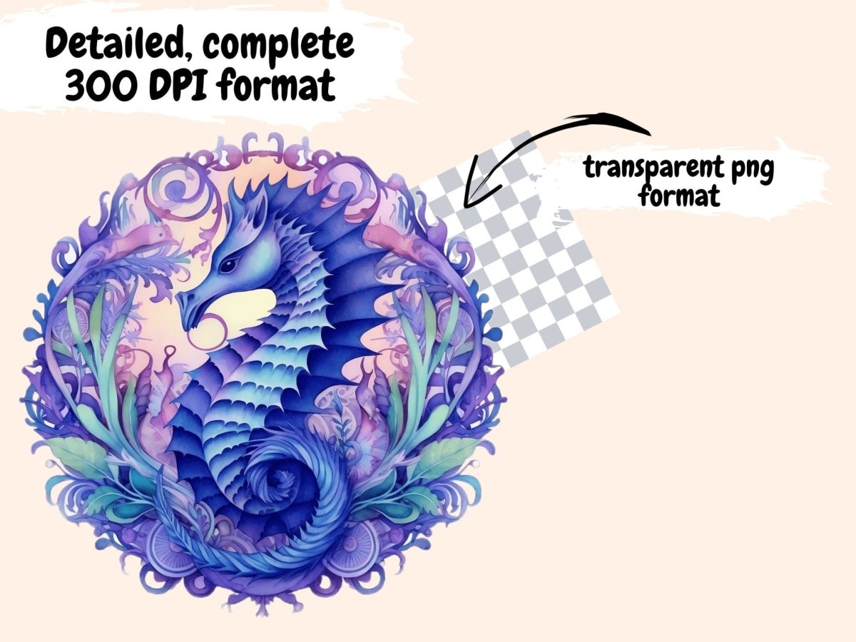 Blue Seahorses Watercolor Clipart blue seahorses - Wonders Artist