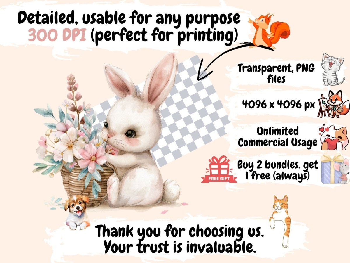 Boho Cuties Watercolor Clipart animal clipart - Wonders Artist