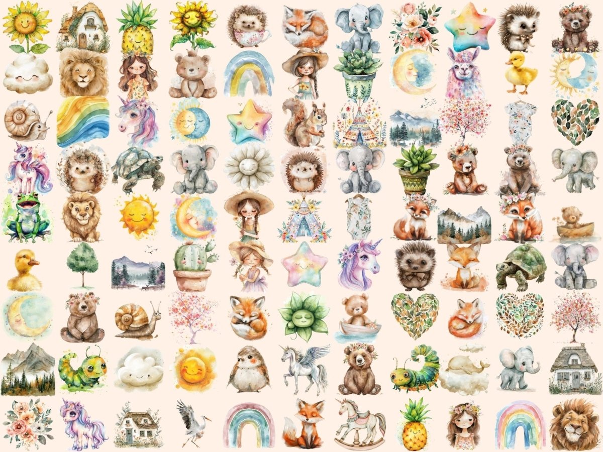 Boho Cuties Watercolor Clipart animal clipart - Wonders Artist