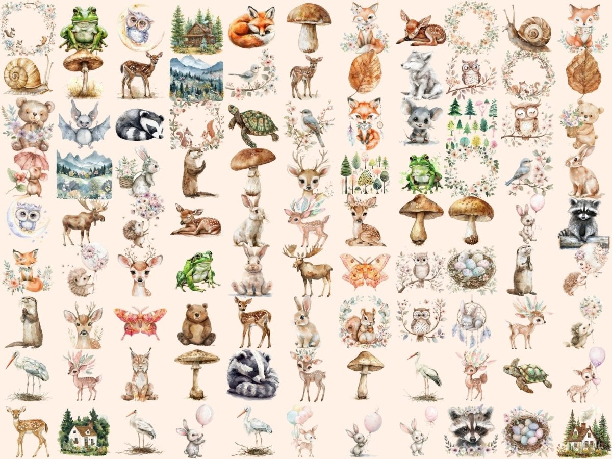 Boho Woodland Watercolor Clipart boho animals clipart - Wonders Artist