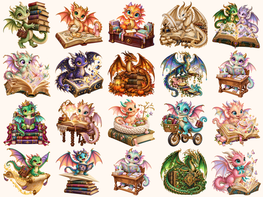 Book Dragons Clipart