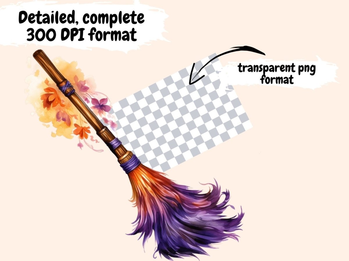 Broomsticks Watercolor Clipart broomstick clipart - Wonders Artist