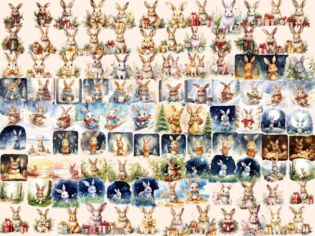 Bunnies Watercolor Clipart adorable clipart - Wonders Artist
