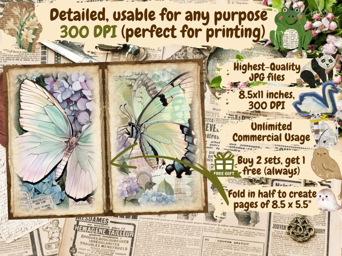 Butterflies Journal Pages (P4) Butterfly Collage - Wonders Artist