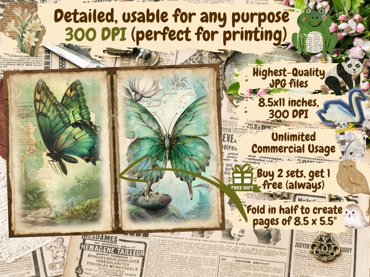 Butterflies Journal Pages (P5) Butterfly Collage - Wonders Artist