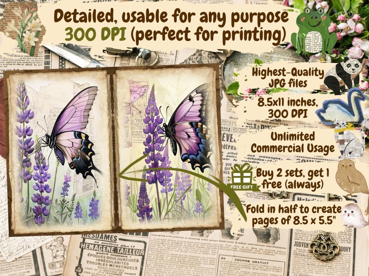 Butterflies Journal Pages (P7) Butterfly Collage - Wonders Artist