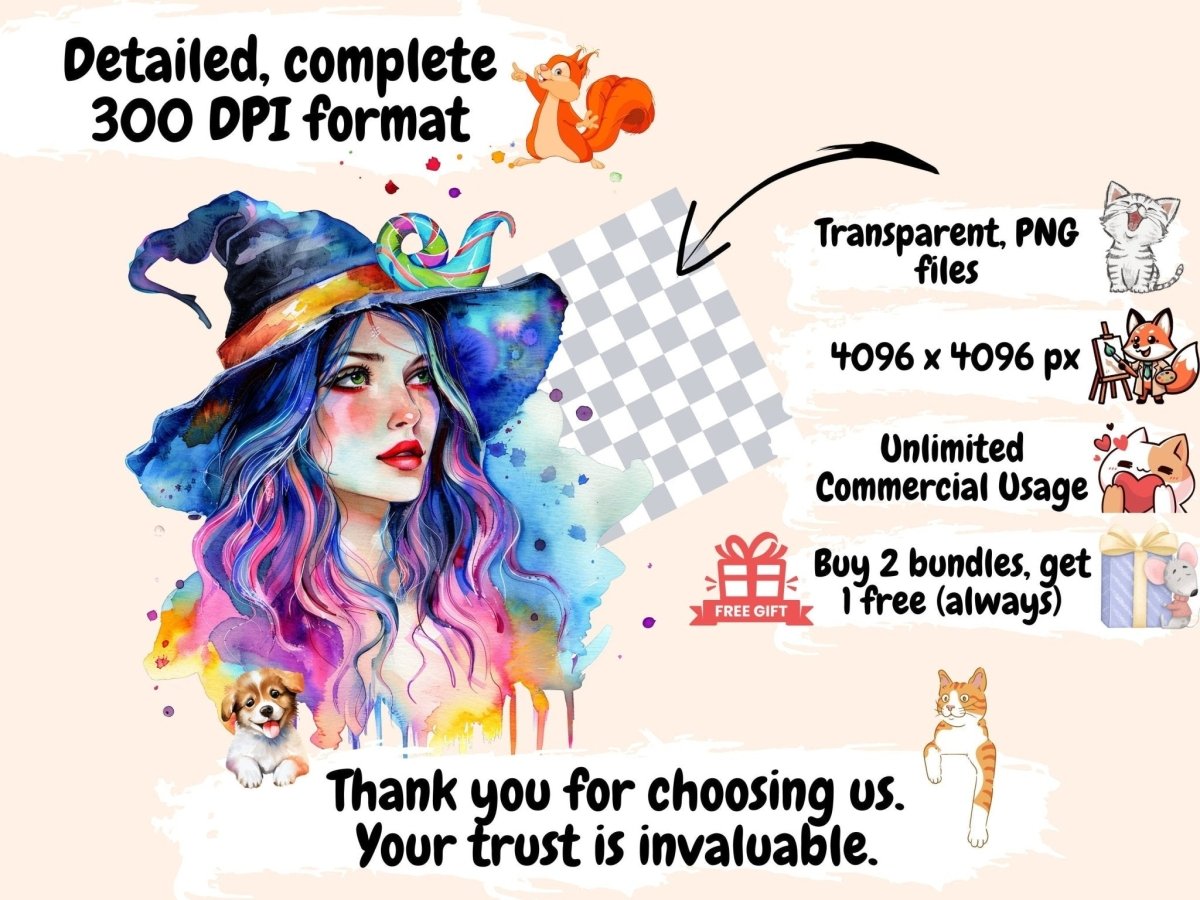 Candy Witches Watercolor Clipart candy cauldron png - Wonders Artist